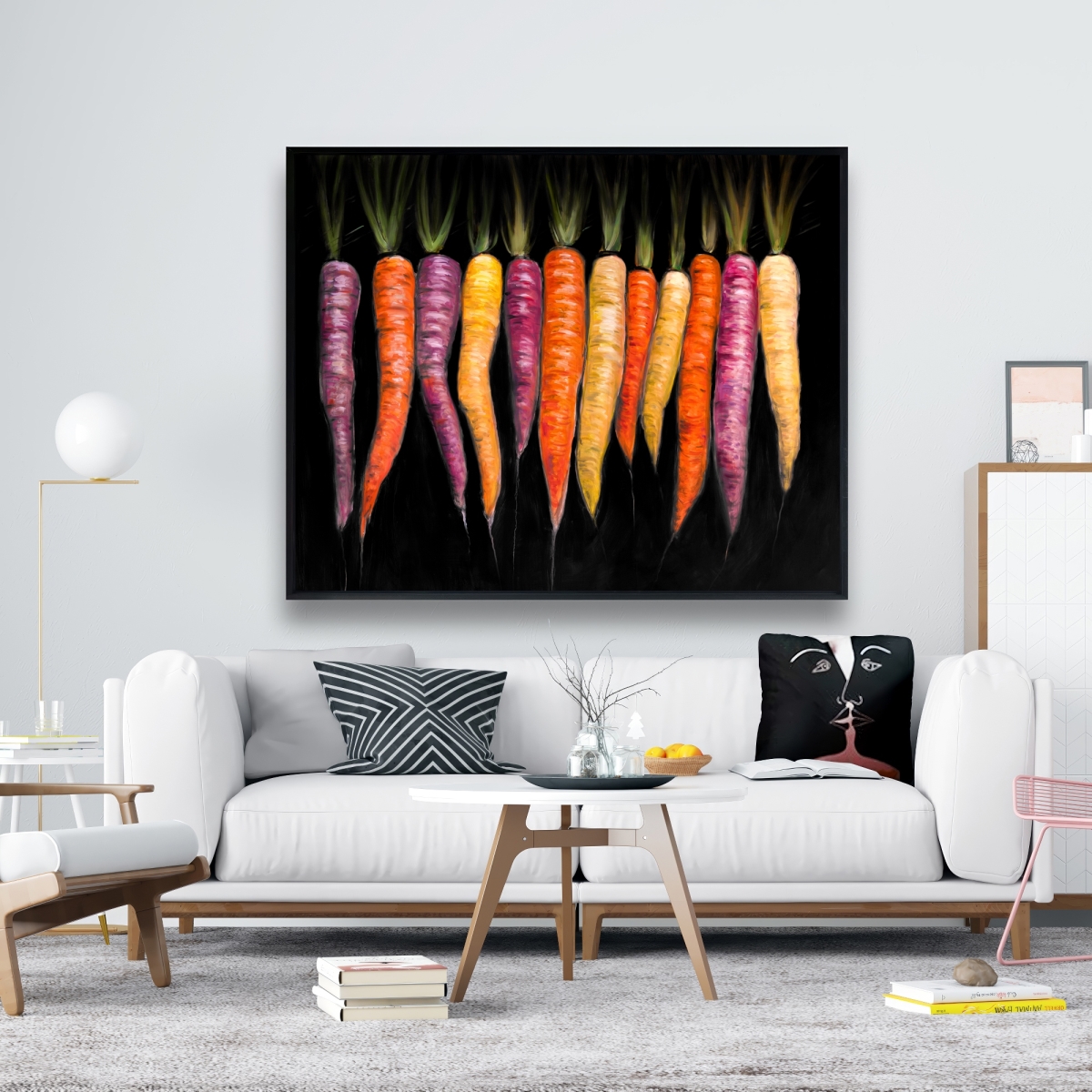 C1FC4860UK1I4Y 48 x 60 in. Carrots Varieties - Farmhouse Still Life Framed Canvas Decor