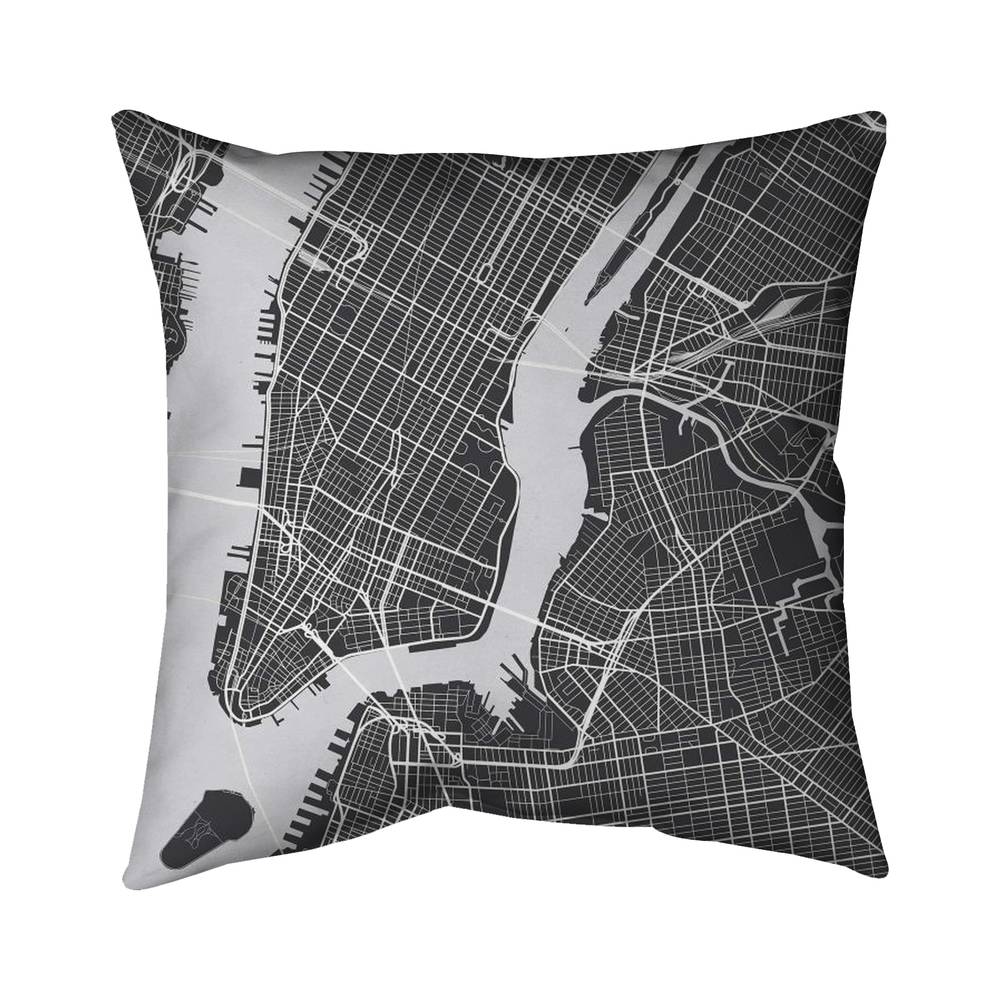 5543-2626-TV16 26 x 26 in.  -York City Plan Gray Poly Twill Throw for Man Cave Decor