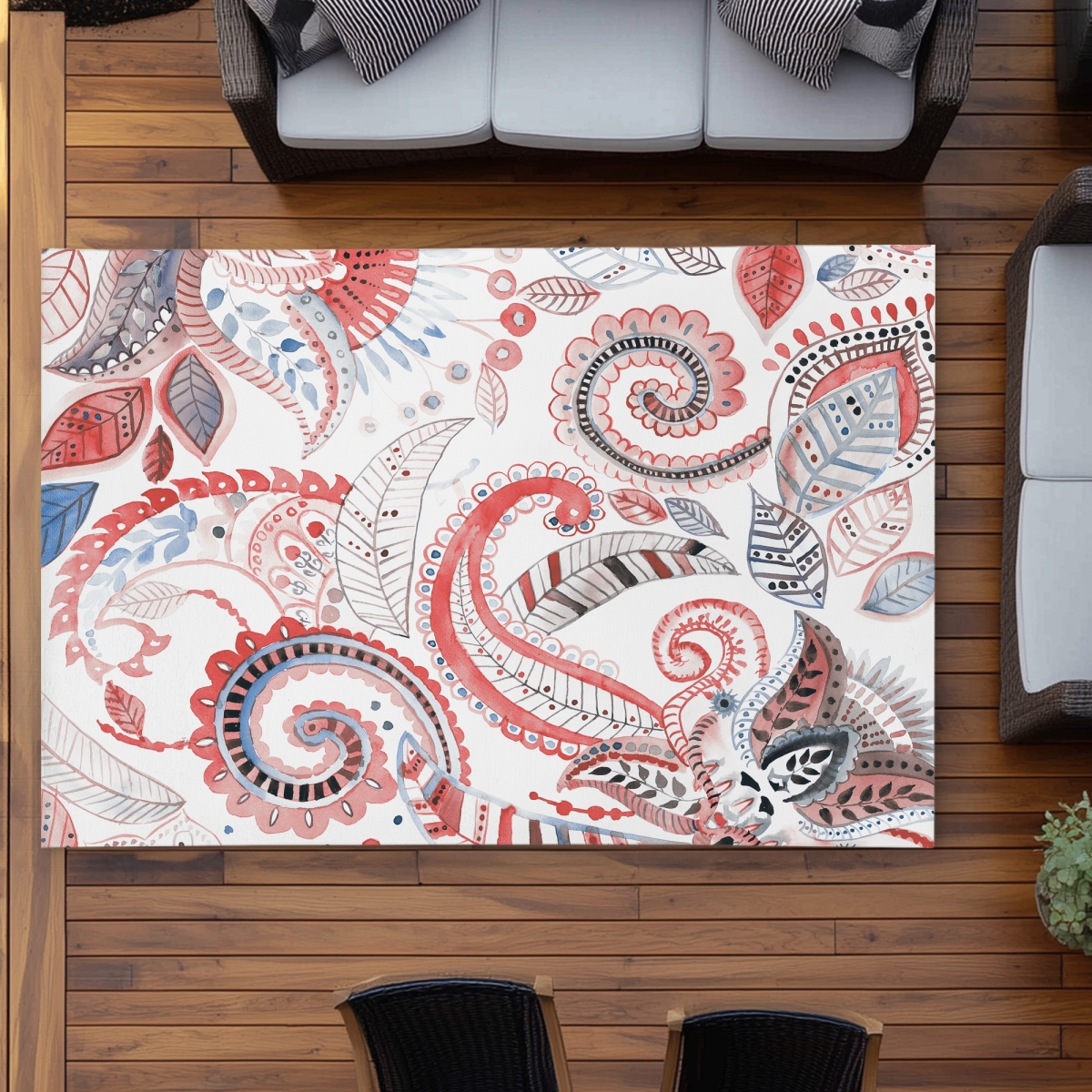 C1ROAR575A60IL 5 x 7 ft. Paisley Pattern Outdoor Area Rug - Stylish Home Decor - Rectangle