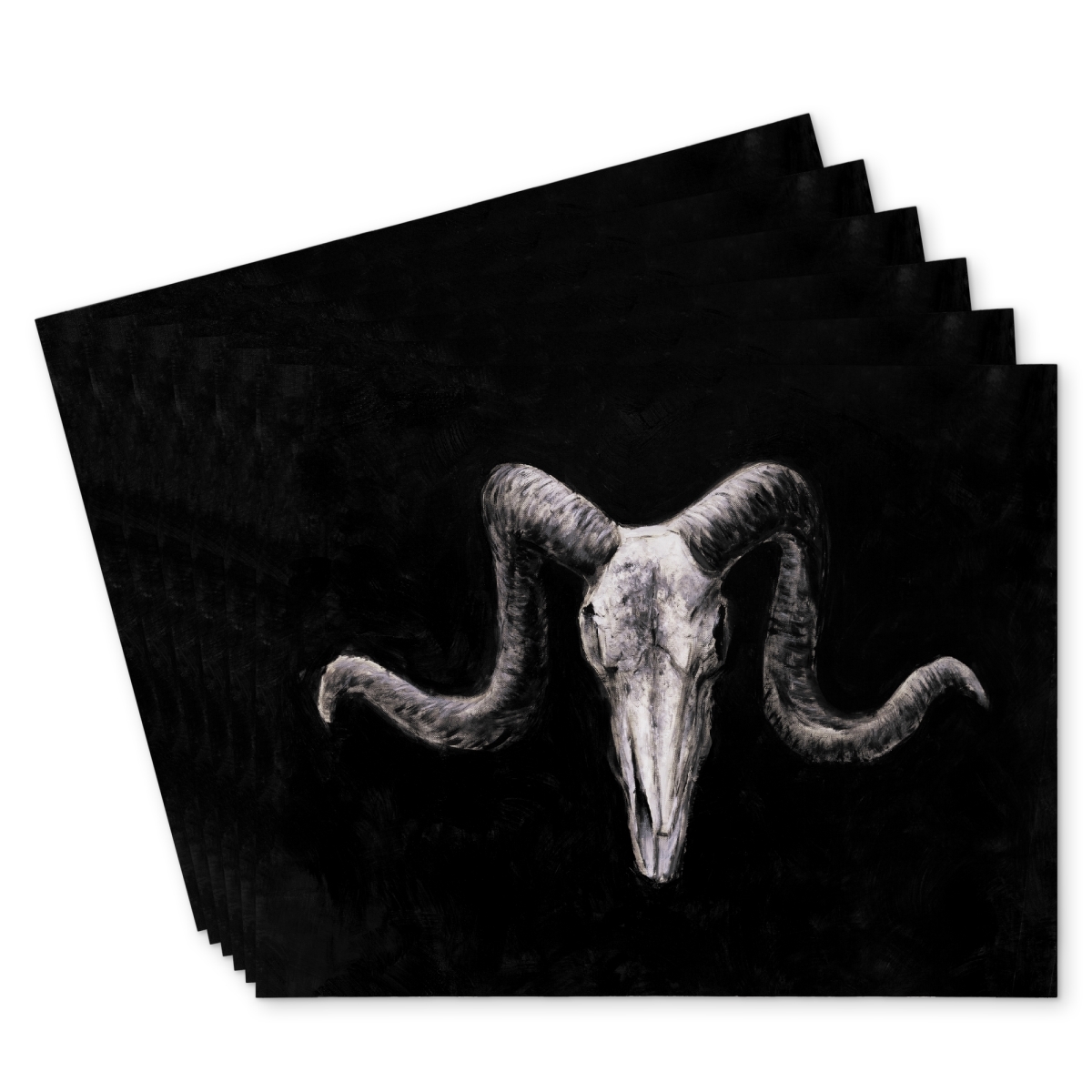 Picture of Begin Home Decor C6PP1418ZKD9M6 14 x 18 in. Skeleton Skulls Grunge Style Polyester Placemat - Home Decor - Set of 6