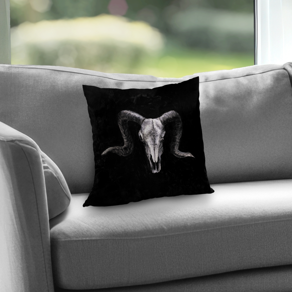 C1PC1414SJVUJO 14 x 14 in. Ram Skull Grunge Style - Rustic Farm Animals Throw Decor