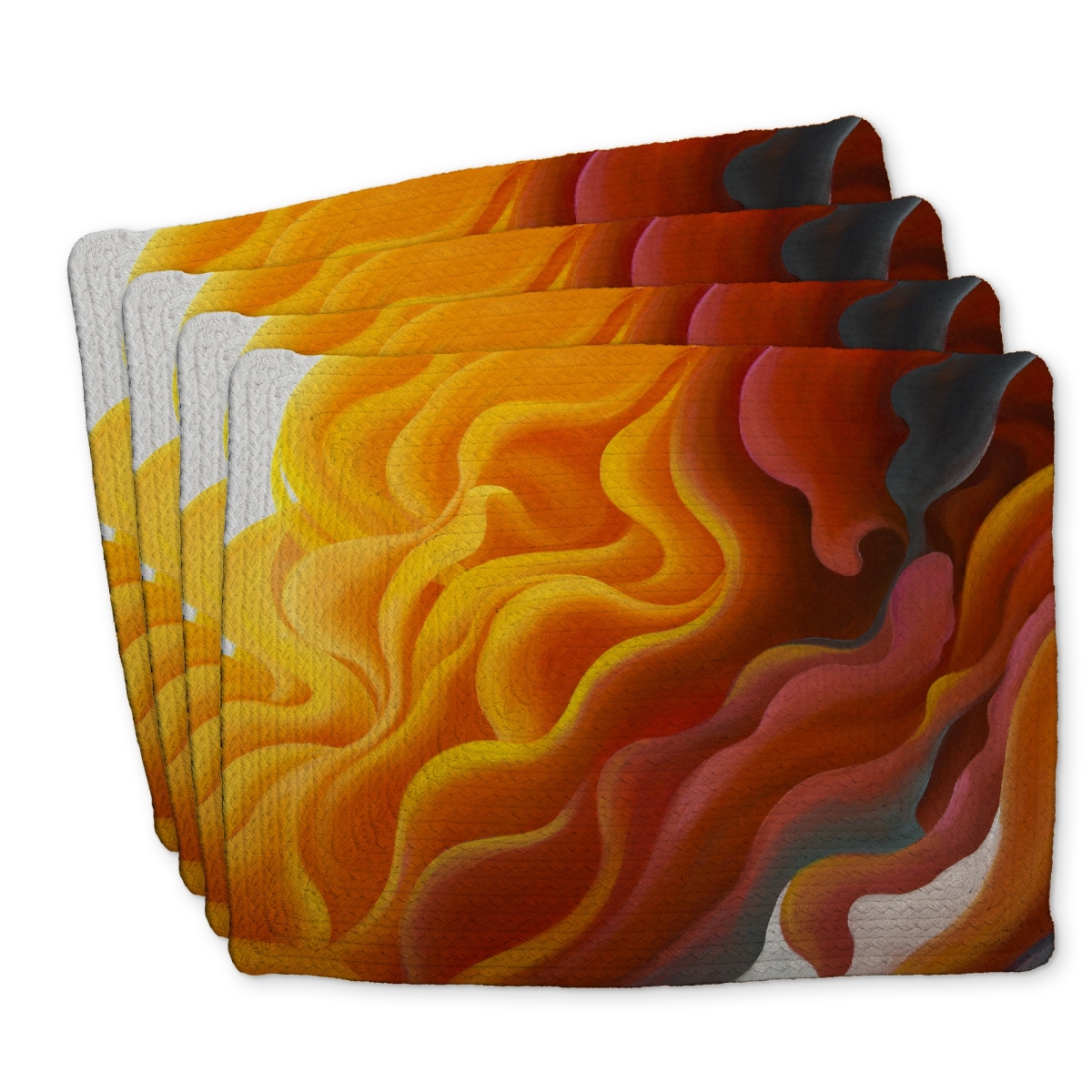 Picture of Begin Home Decor C4BP1418ODS1CT 14 x 18 in. Colorful Smoke Braided Polyester Placemat for Home Decor - Set of 4