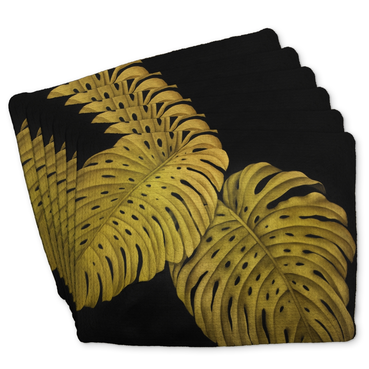 Picture of Begin Home Decor C6BP1418KT8VG1 14 x 18 in. Gold Monstera Braided Polyester Placemat - Home Decor Essentials - Set of 6