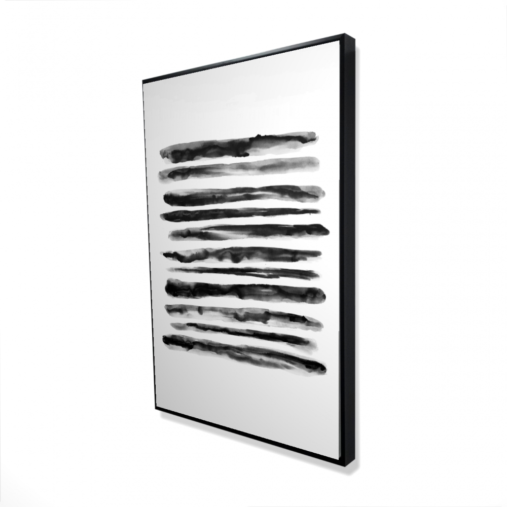 2081-3624-AB109 24 x 36 in. Hatching - Black Shapes Framed Canvas for Home Decor