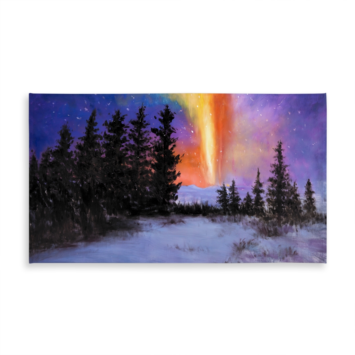 Picture of Begin Home Decor C1TCLRGE2Q7X9W 58 x 102 in. Aurora Borealis in the Forest Tablecloth - Indoor Outdoor Decor