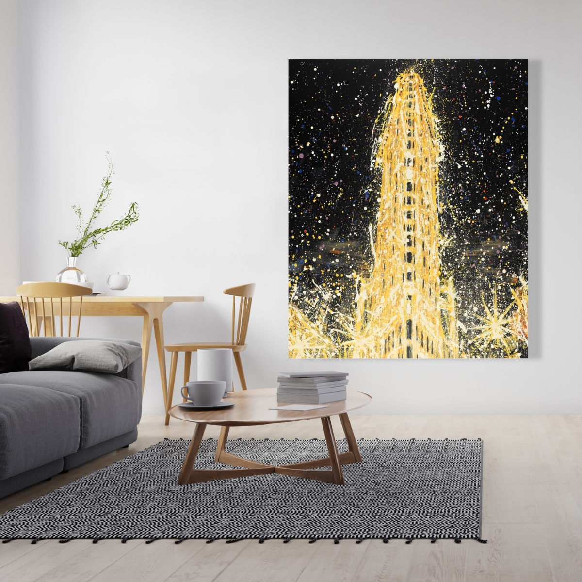 C1RC4860EQLQEI 48 x 60 in. Abstract Flatiron Building Canvas - Black Home Decor Art
