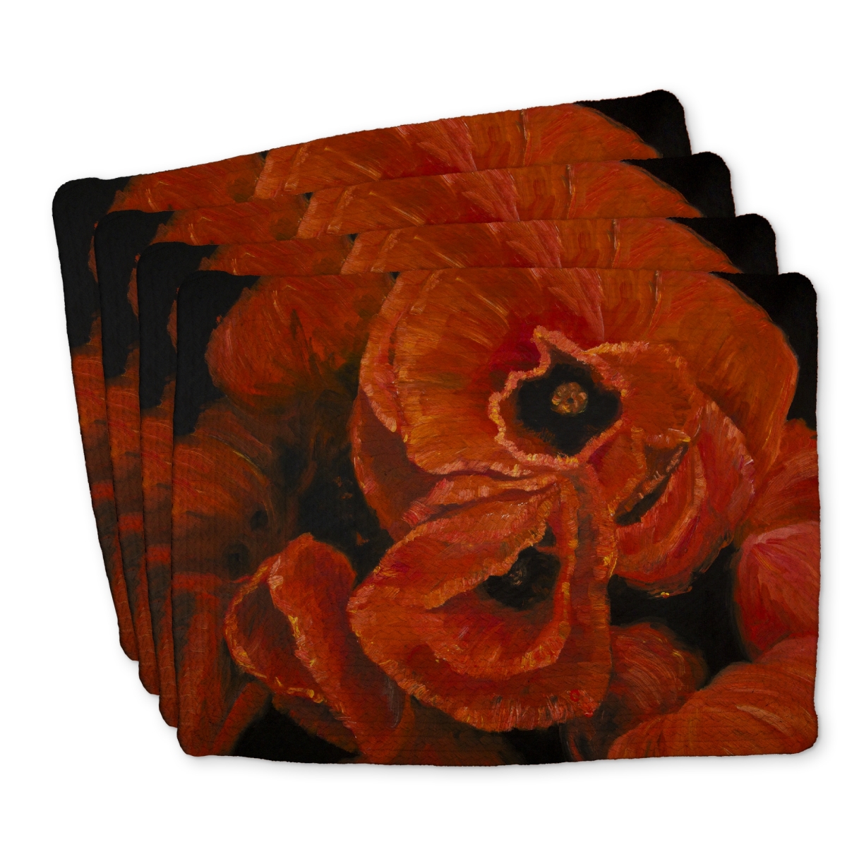 Picture of Begin Home Decor C4BP1418FB30Q8 14 x 18 in. Poppy Bouquet - Braided Polyester Placemat for Home Decor - Set of 4