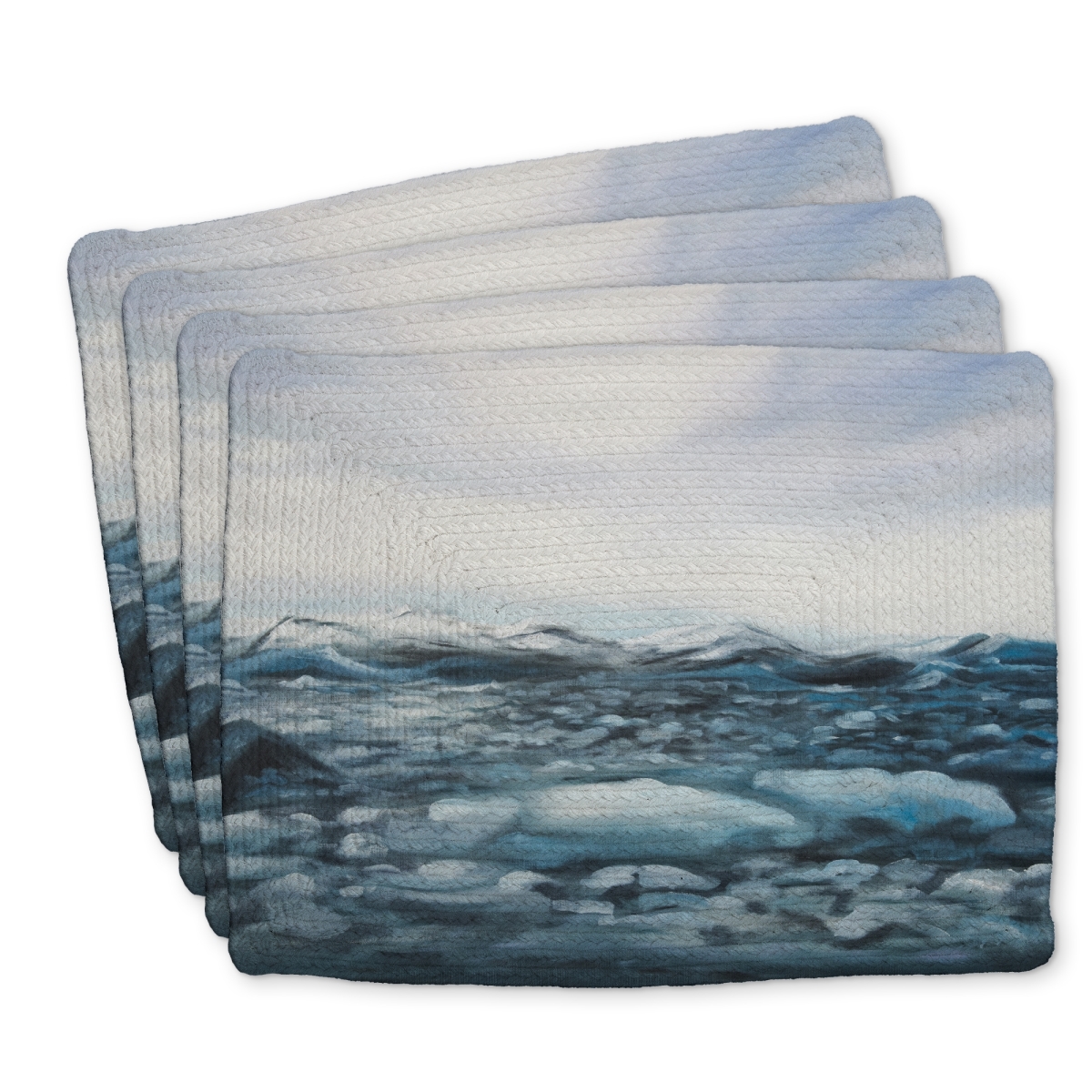 Picture of Begin Home Decor C4BP1418VV6SIZ 14 x 18 in. Glaciers in Iceland Braided Polyester Placemat - Home Decor - Set of 4