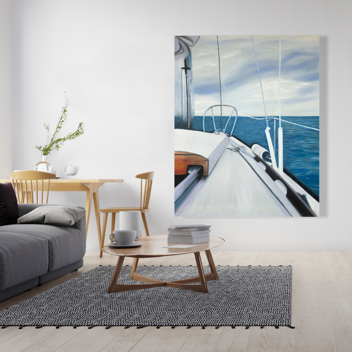 C1RC48601SOAX4 48 x 60 in. Sail on the Water - Coastal Bathroom Canvas for Home Decor