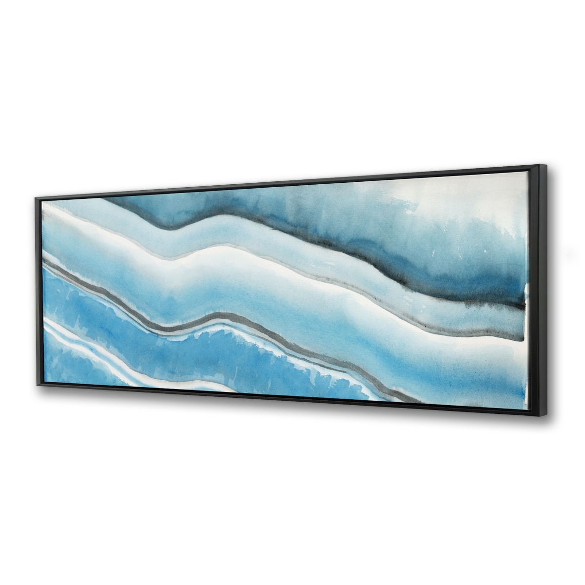 C1FC1648YDX0B8 16 x 48 in. Textured Geode - Bedroom Blue Framed Canvas for Home Decor