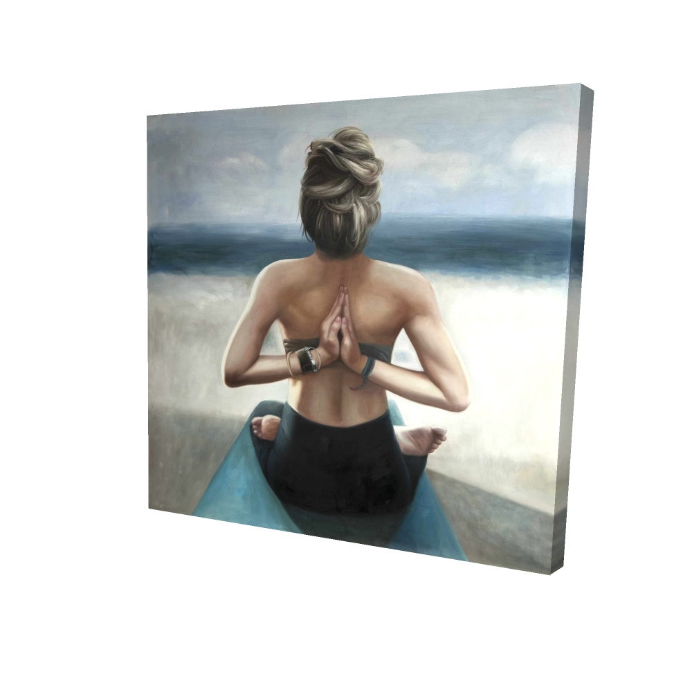 2080-3636-RE9 36 x 36 in. Reverse Prayer Pose - Beige Hobbies Canvas for Home Decor
