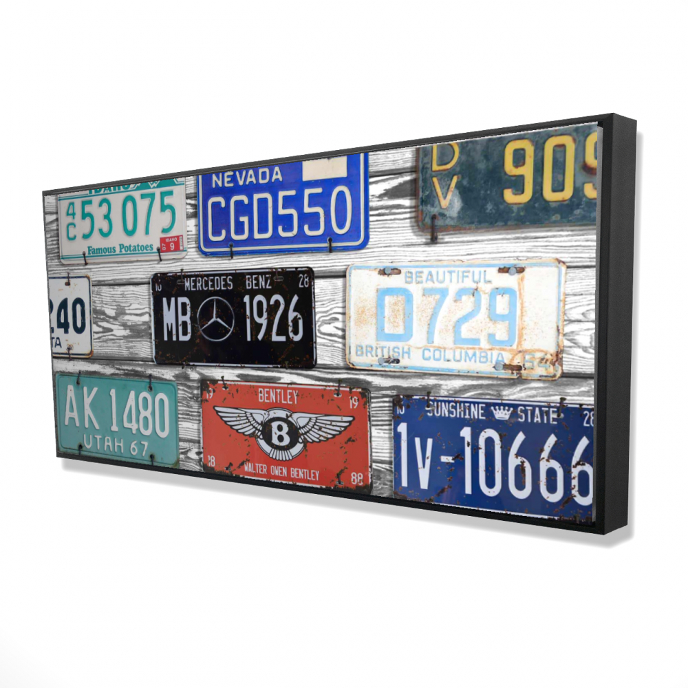 2081-2448-TY9 24 x 48 in. Vintage Plates Registration - Industrial Man Cave Canvas Decor