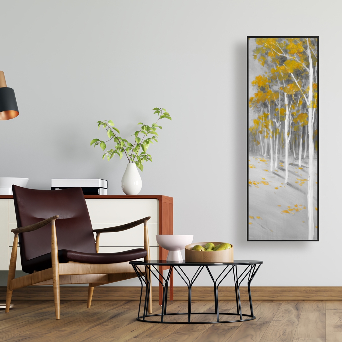 C1FC1648VM1CHP 16 x 48 in. Yellow Birch Forest - Framed Canvas Bedroom Landscape Decor