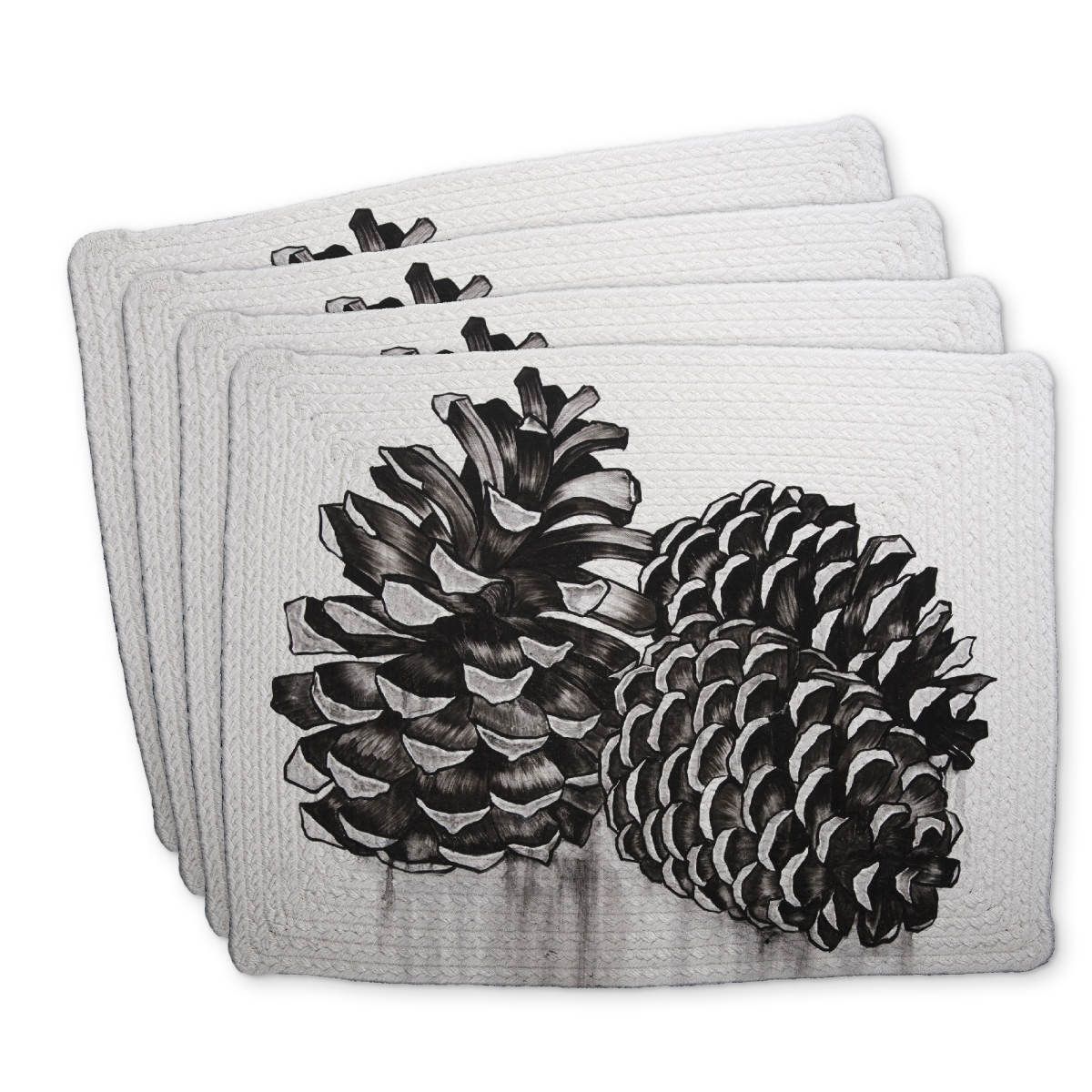 Picture of Begin Home Decor C4BP14186L7Z02 14 x 18 in. Three Small Pine Cones Braided Polyester Placemat - Home Decor - Set of 4
