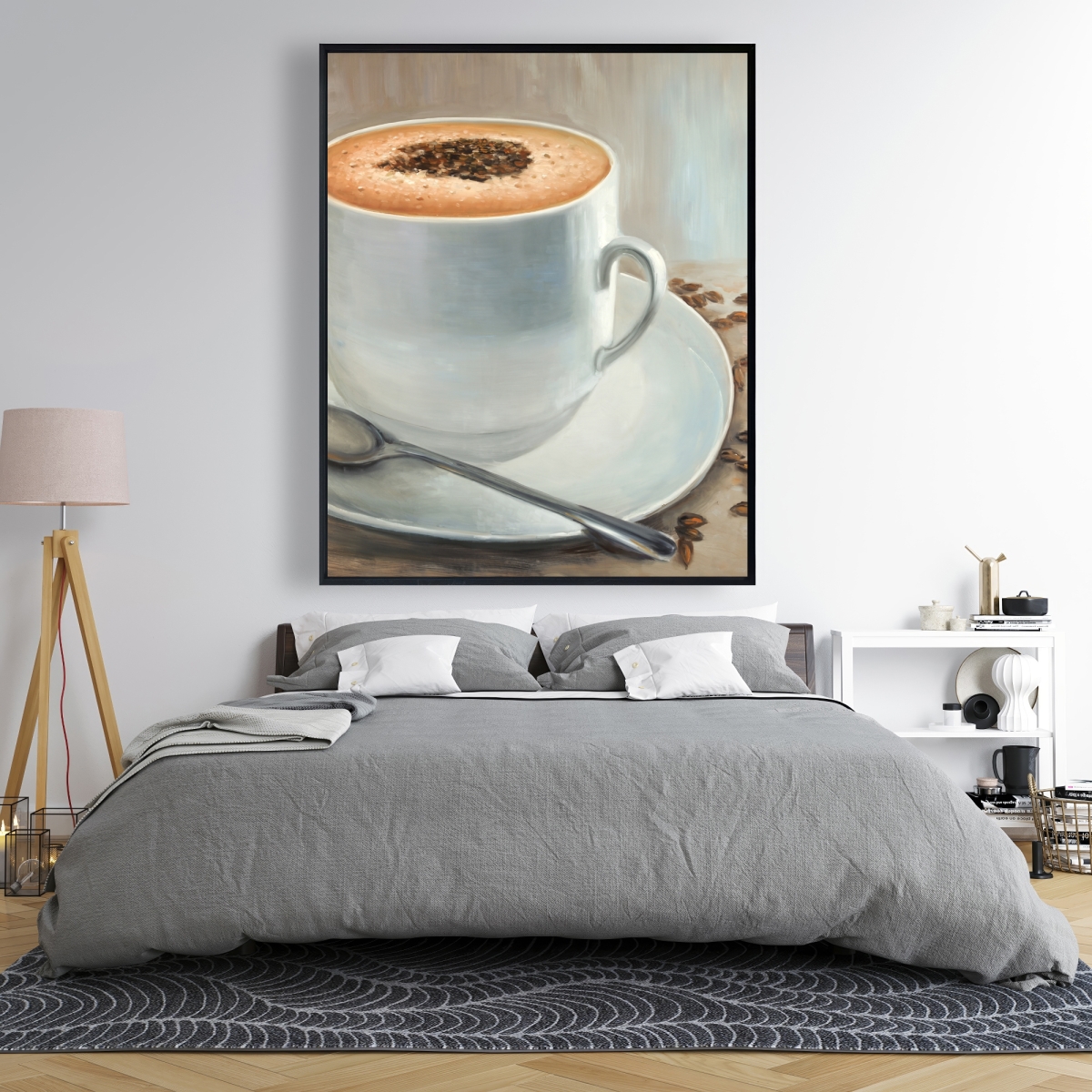 C1FC4860C9NWI7 48 x 60 in. Cappuccino Time - Gastronomy Kitchen Framed Canvas Decor