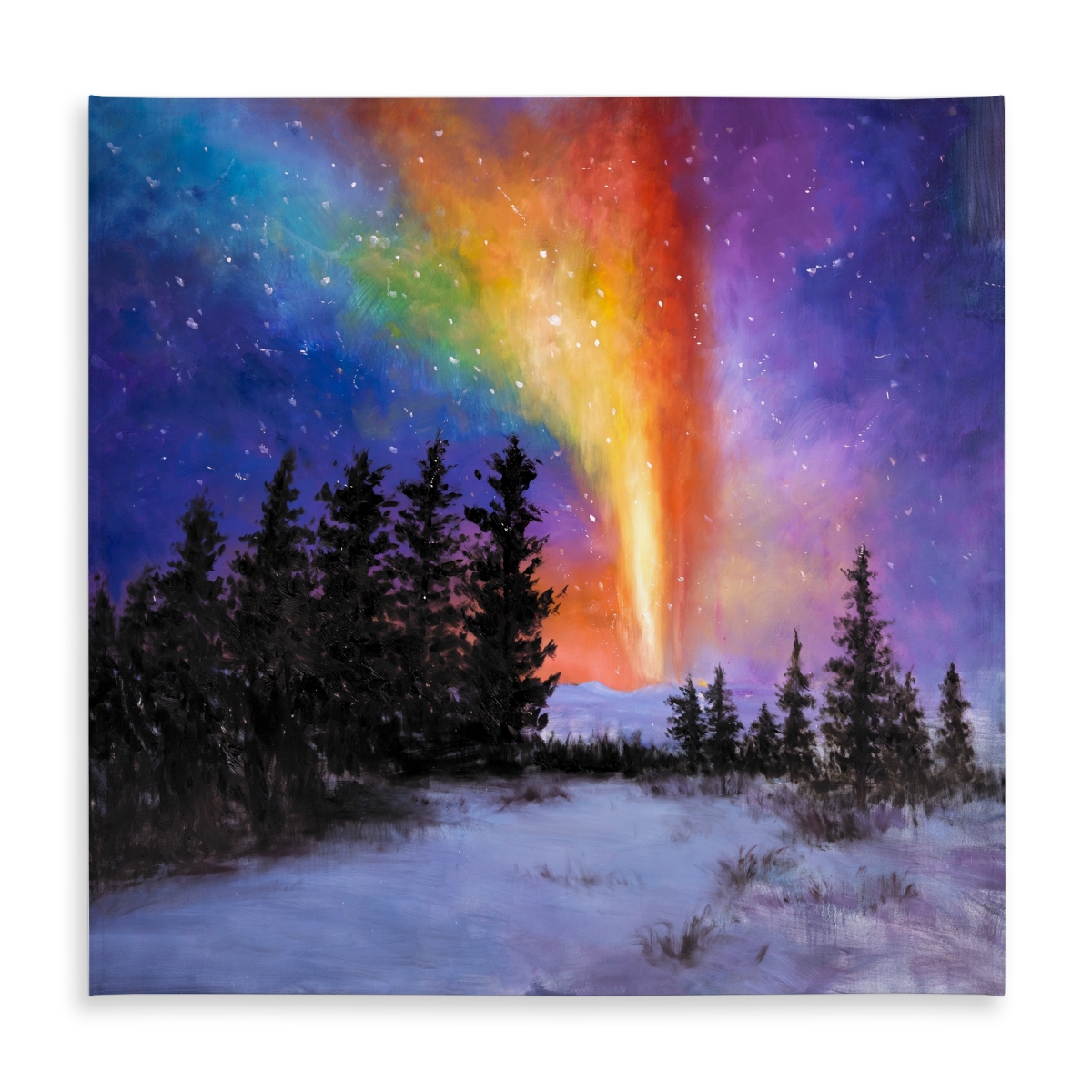 Picture of Begin Home Decor C1TC5858CNTD3L 58 x 58 in. Aurora Borealis in the Forest Tablecloth - Black Decor