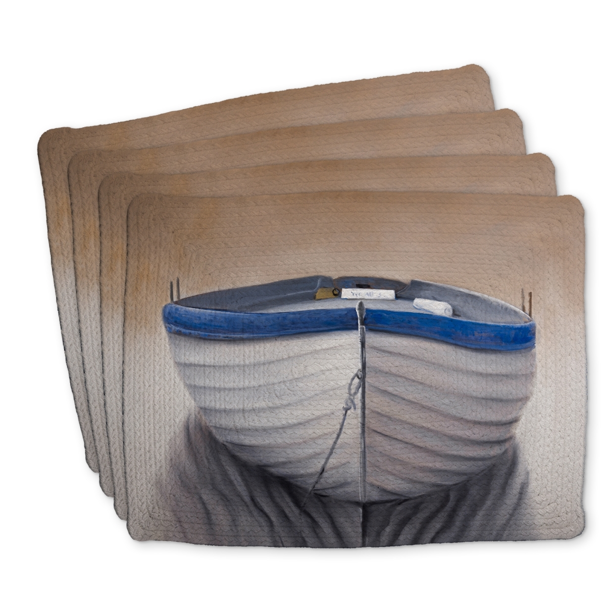 Picture of Begin Home Decor C4BP14187KXB6X 14 x 18 in. Canoe Boat Braided Polyester Placemat for Home Decor - Set of 4