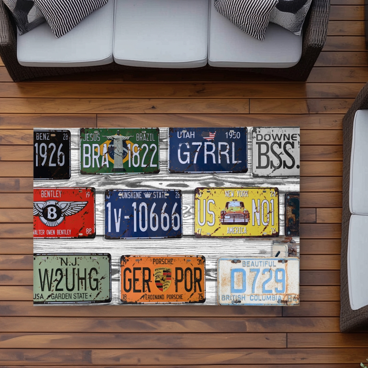 C1ROAR35UTWK5B 3 x 5 ft. Number Plates Rug - Car Man Cave Outdoor Home Decor - Rectangle