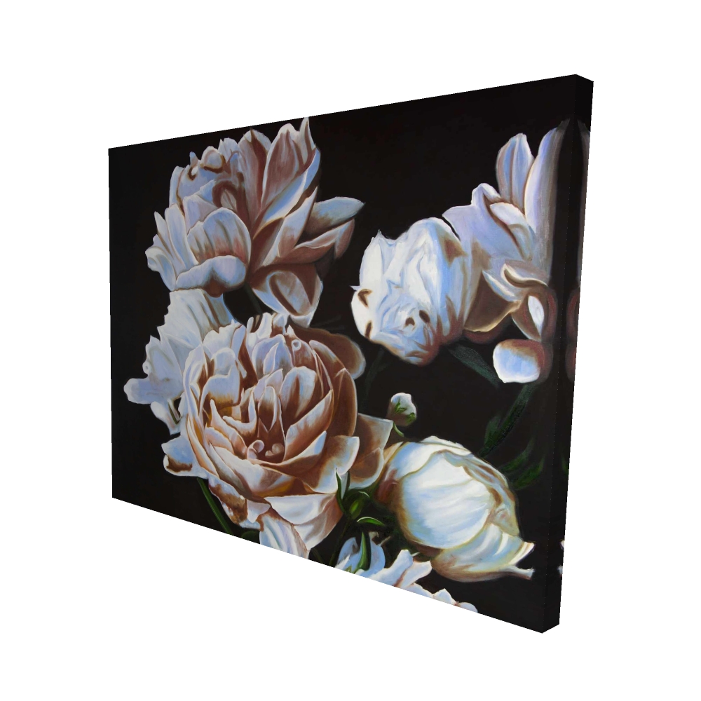 2080-4860-FL355 48 x 60 in. Peonies - White Canvas Bedroom Decor for Home Elegance