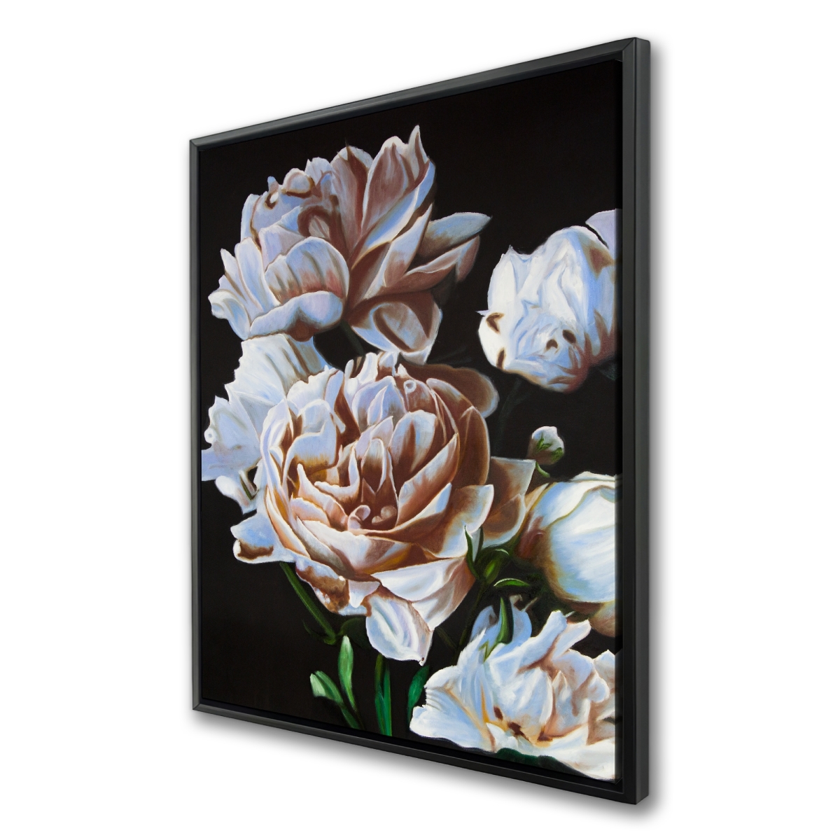 C1FC3648AGITQH 36 x 48 in. Peonies - Bedroom White Framed Canvas for Home Decor