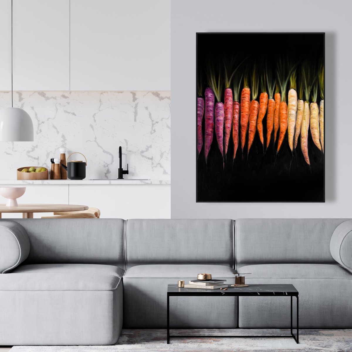 C1FC36481OT5SR 36 x 48 in. Colorful Carrots - Rustic Orange Framed Canvas Home Decor
