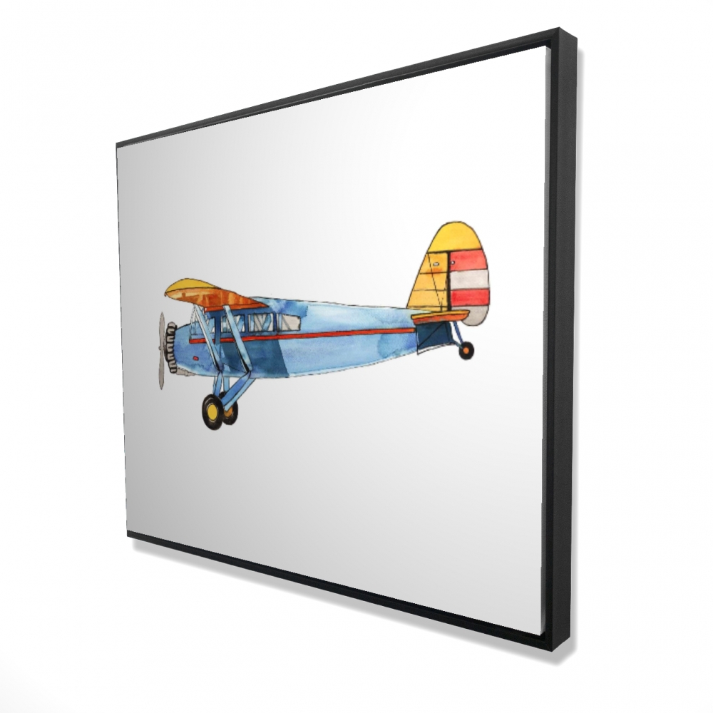 2081-4860-CH10 48 x 60 in. Small Blue Plane - Vintage Aviation Framed Canvas Decor
