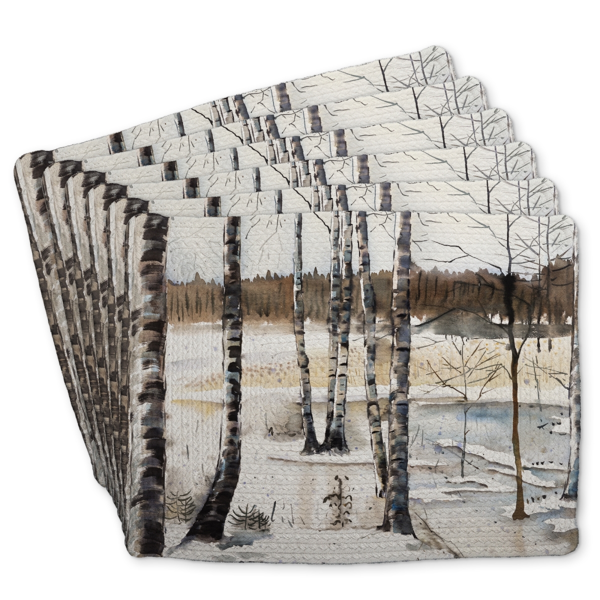 Picture of Begin Home Decor C6BP1418XB1B5A 14 x 18 in. Winter Swamp Braided Polyester Placemat for Home Decor - Set of 6