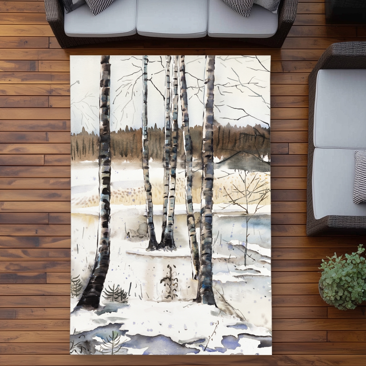 C1ROAR57MQH3JT 5 x 7 ft. Winter Swamp Brown Rustic Outdoor Area Rug - Home Decor - Rectangle