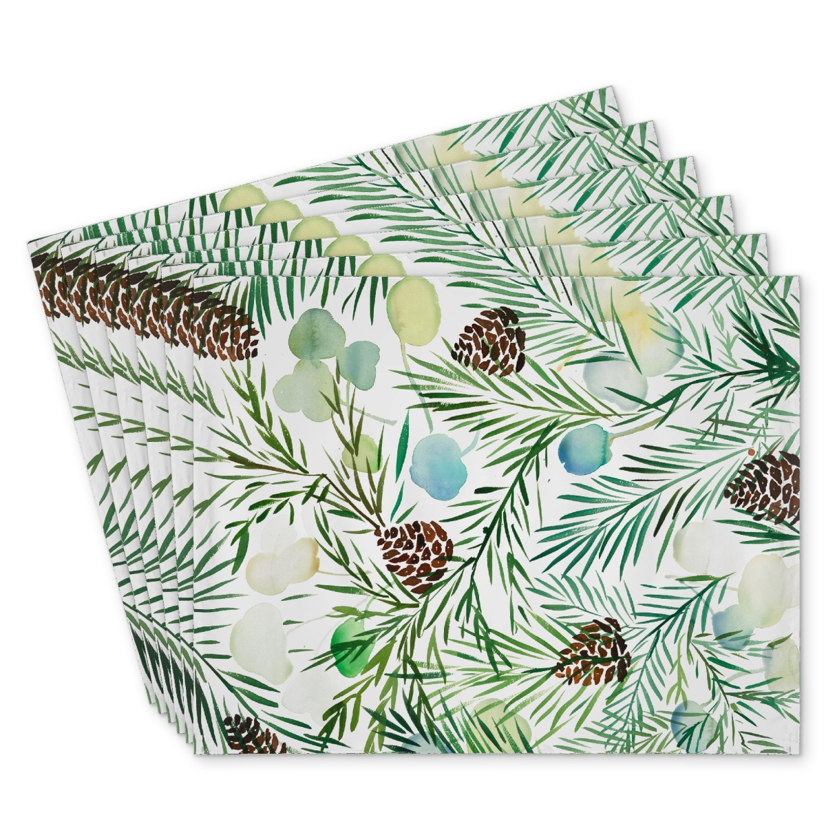 Picture of Begin Home Decor C6PP1418FAQEY7 14 x 18 in. Pine Cone Pattern Polyester Placemat - Stylish Home Decor - Set of 6