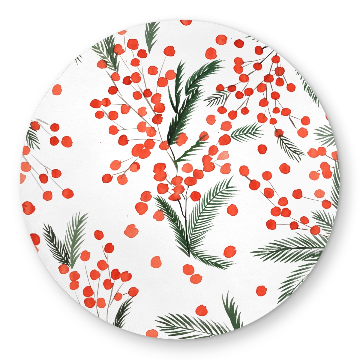 C1COAR55E9IN8N 5 x 5 ft. Mistletoe Leaf Pattern Red Round Outdoor Area Rug - Home Decor