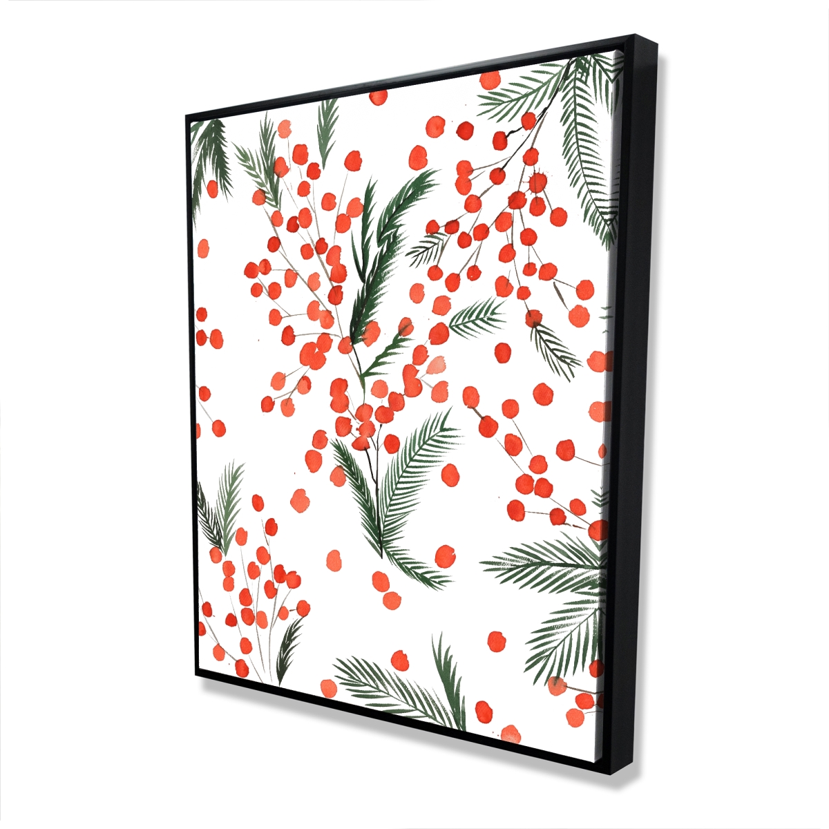 C1FC486034A59T 48 x 60 in. Mistletoe Leaf Pattern - Green Trees Framed Canvas Decor