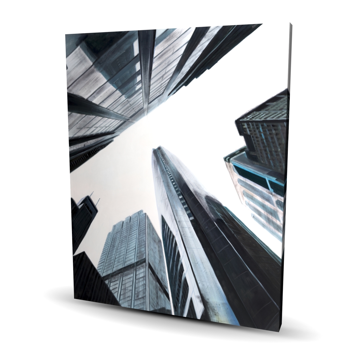 C1RC48601HWPFW 48 x 60 in. Perspective View of Skyscraper - Black Canvas Home Decor