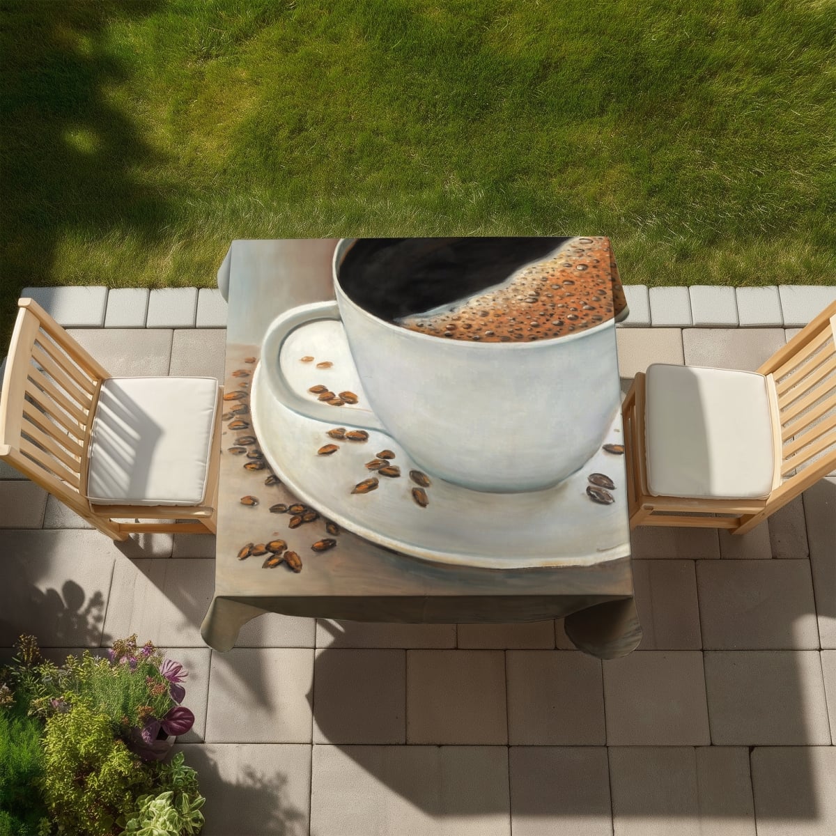 Picture of Begin Home Decor C1TC5858JIRXC5 58 x 58 in. Black Coffee Tablecloth - Stylish Indoor Outdoor Home Decor