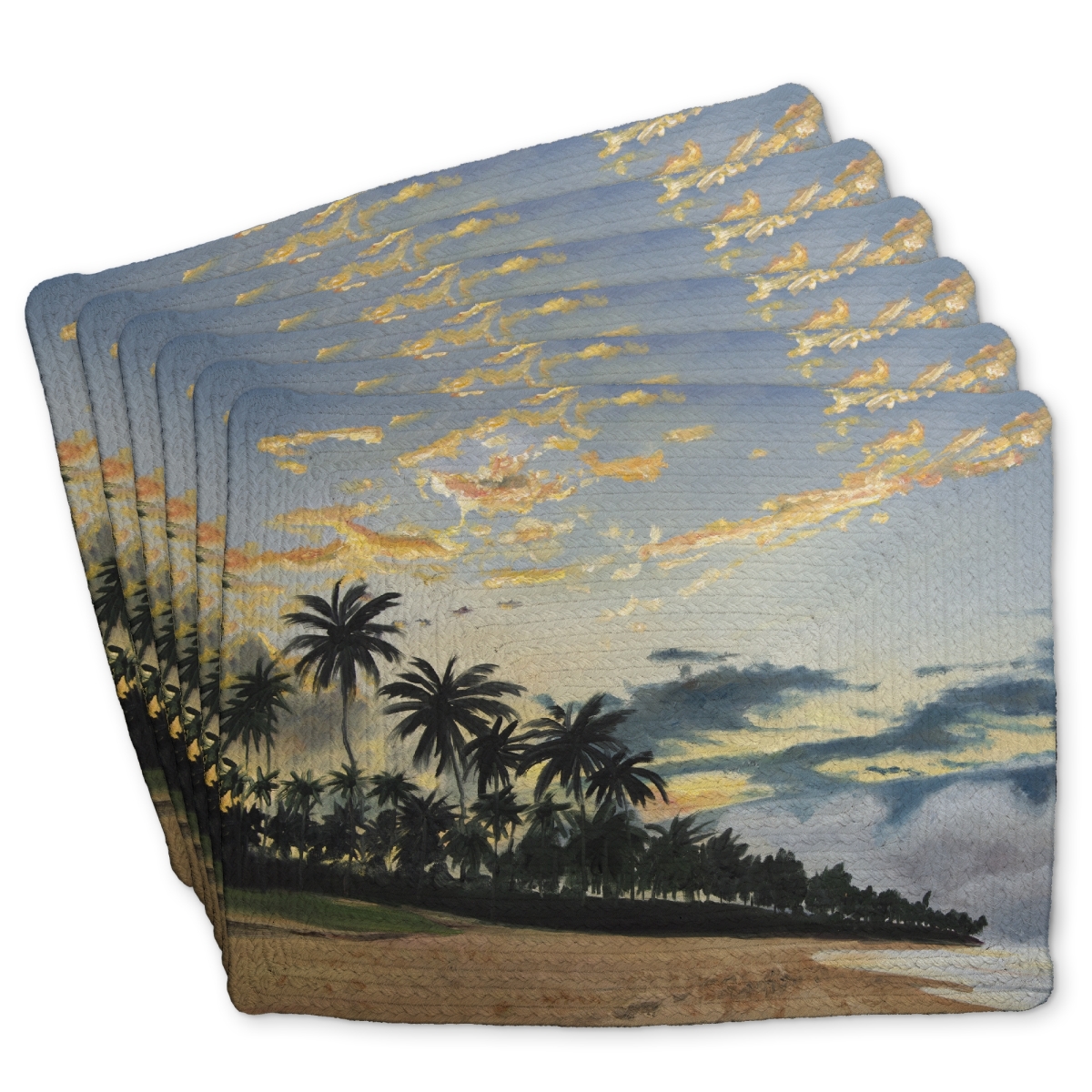 Picture of Begin Home Decor C6BP14189EN95X 14 x 18 in. Tropical Summer Moments - Braided Polyester Placemat for Home Decor - Set of 6