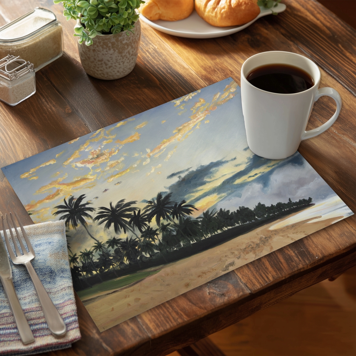 Picture of Begin Home Decor C6PP1418WMK55R 14 x 18 in. Tropical Summer Moments - Polyester Placemat for Home Decor - Set of 6