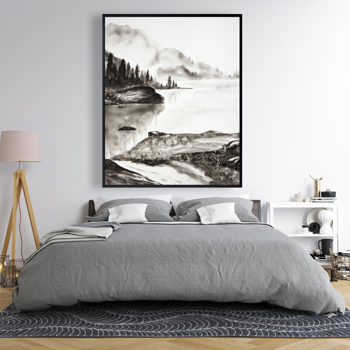 C1FC4860ESAH2D 48 x 60 in. Peaceful Landscape - Framed Canvas for Home Office Decor