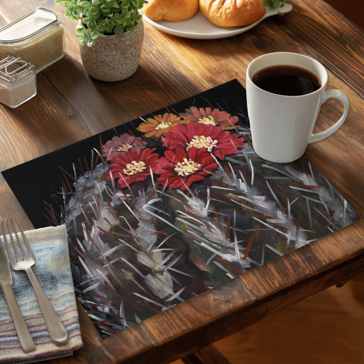 Picture of Begin Home Decor C4PP1418U9KZ3Q 14 x 18 in. Mammillaria Cactus in Bloom - Polyester Placemat - Home Decor - Set of 4