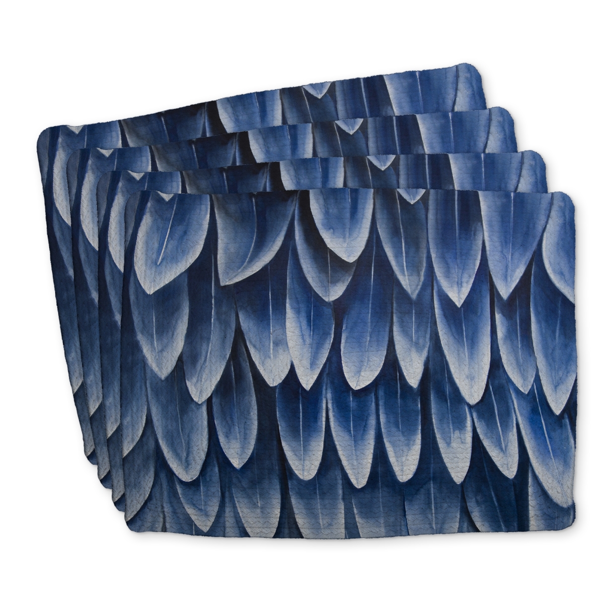 Picture of Begin Home Decor C4BP1418XSHPIG 14 x 18 in. Plumage Blue Braided Polyester Placemat for Home Decor - Set of 4