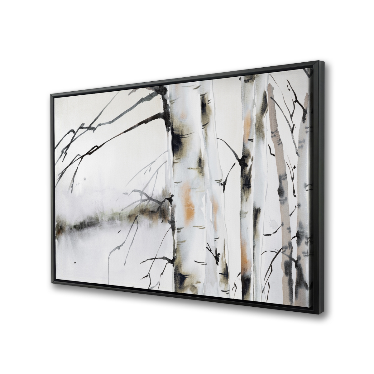 C1FC24364M3BQK 24 x 36 in. Winter Birches - Brown Trees Framed Canvas Home Decor
