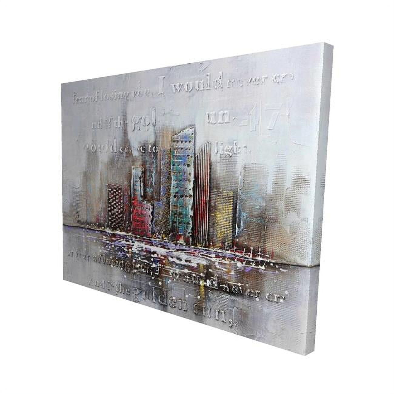16 x 20 in. Cityscape with Typography In Relief-Print on Canvas