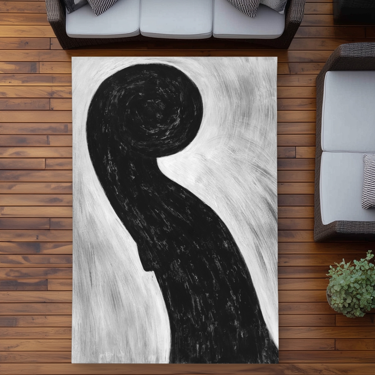 C1ROAR57P96WI1 5 x 7 ft. Scroll Violin - Musical Gray Outdoor Area Rug for Home Decor - Rectangle