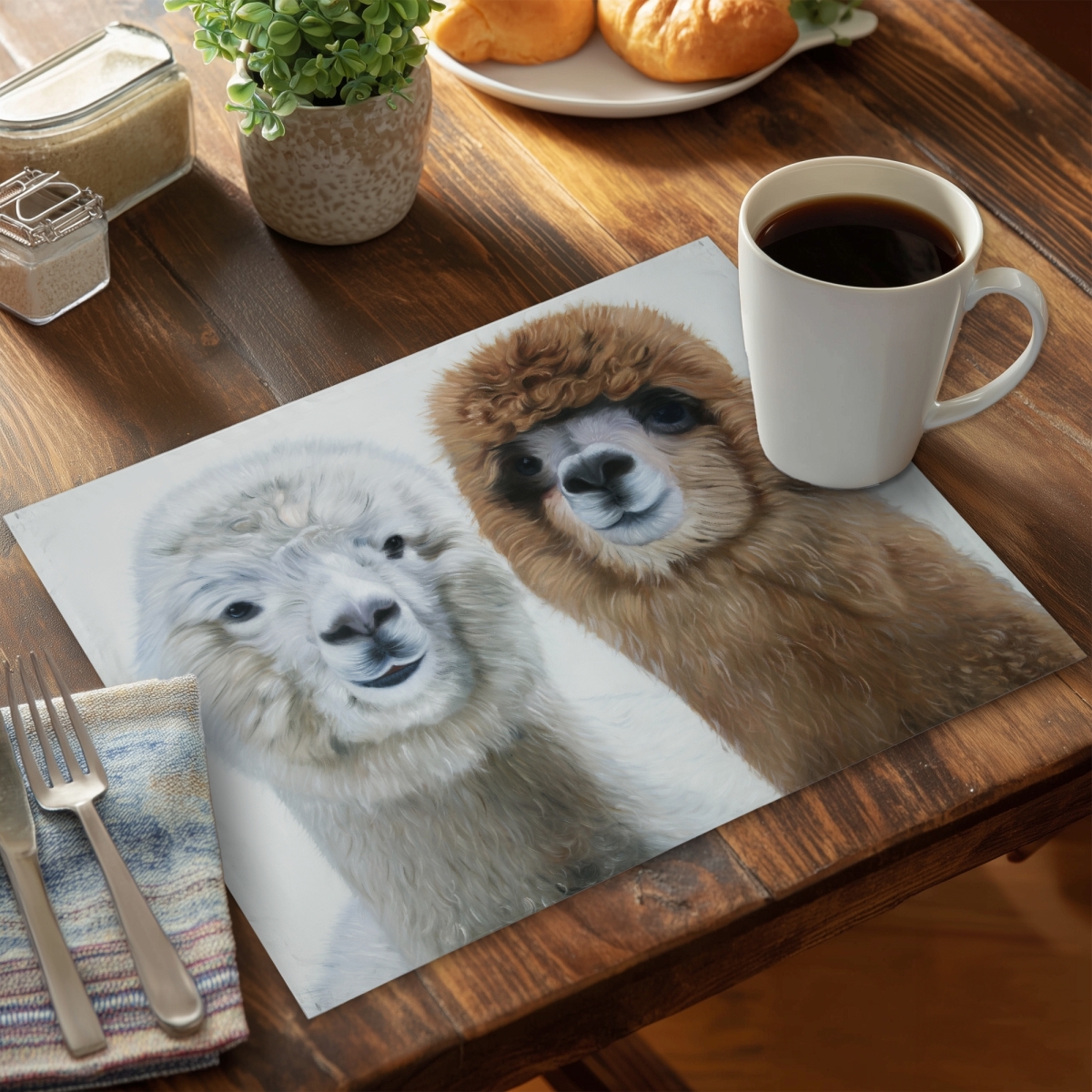 Picture of Begin Home Decor C4PP1418QVTCUS 14 x 18 in. Two Lamas Polyester Placemat - Stylish Home Decor Accent - Set of 4