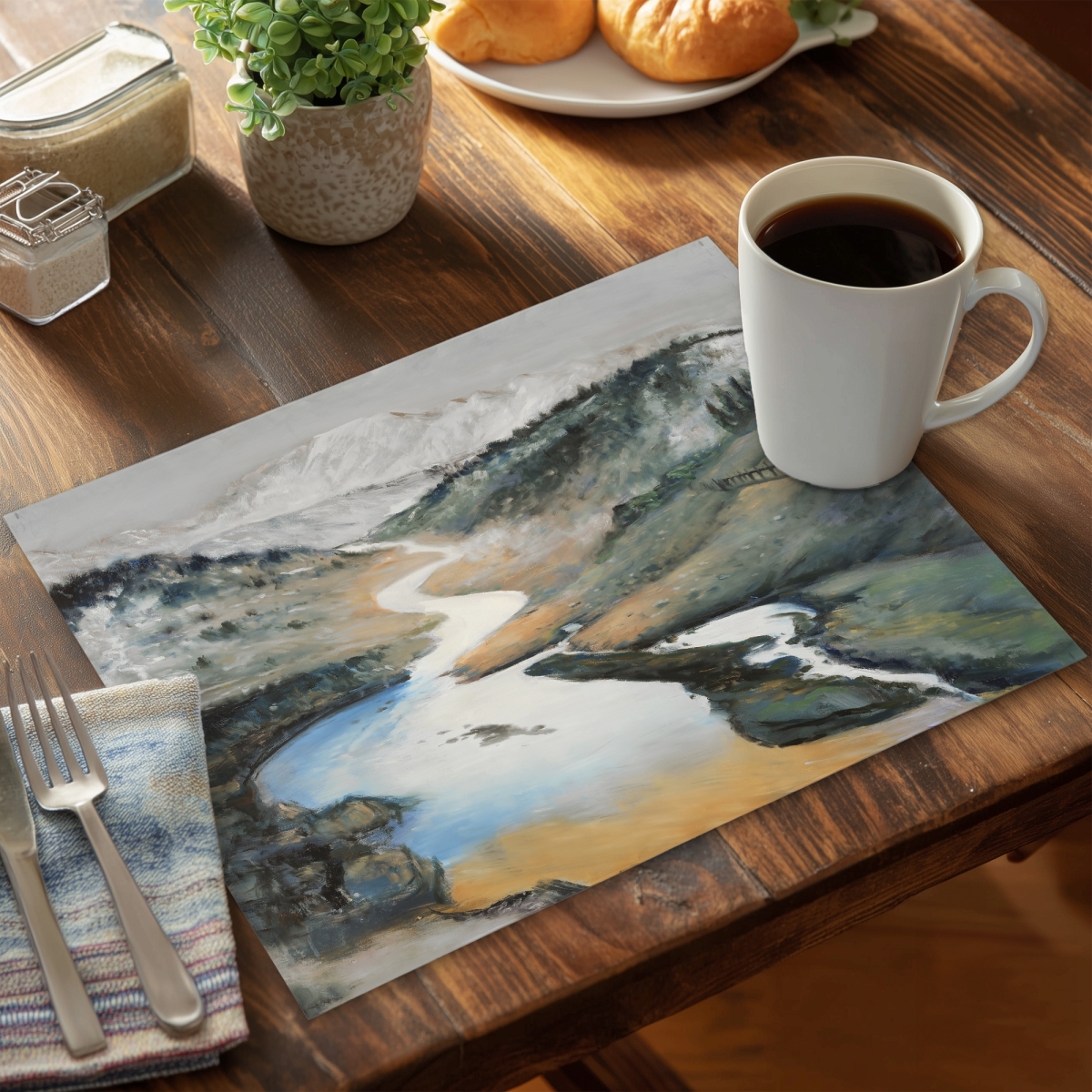 Picture of Begin Home Decor CPPM1418XMIJCM 14 x 18 in. Blue Mountains Polyester Placemat - Landscape Home Decor
