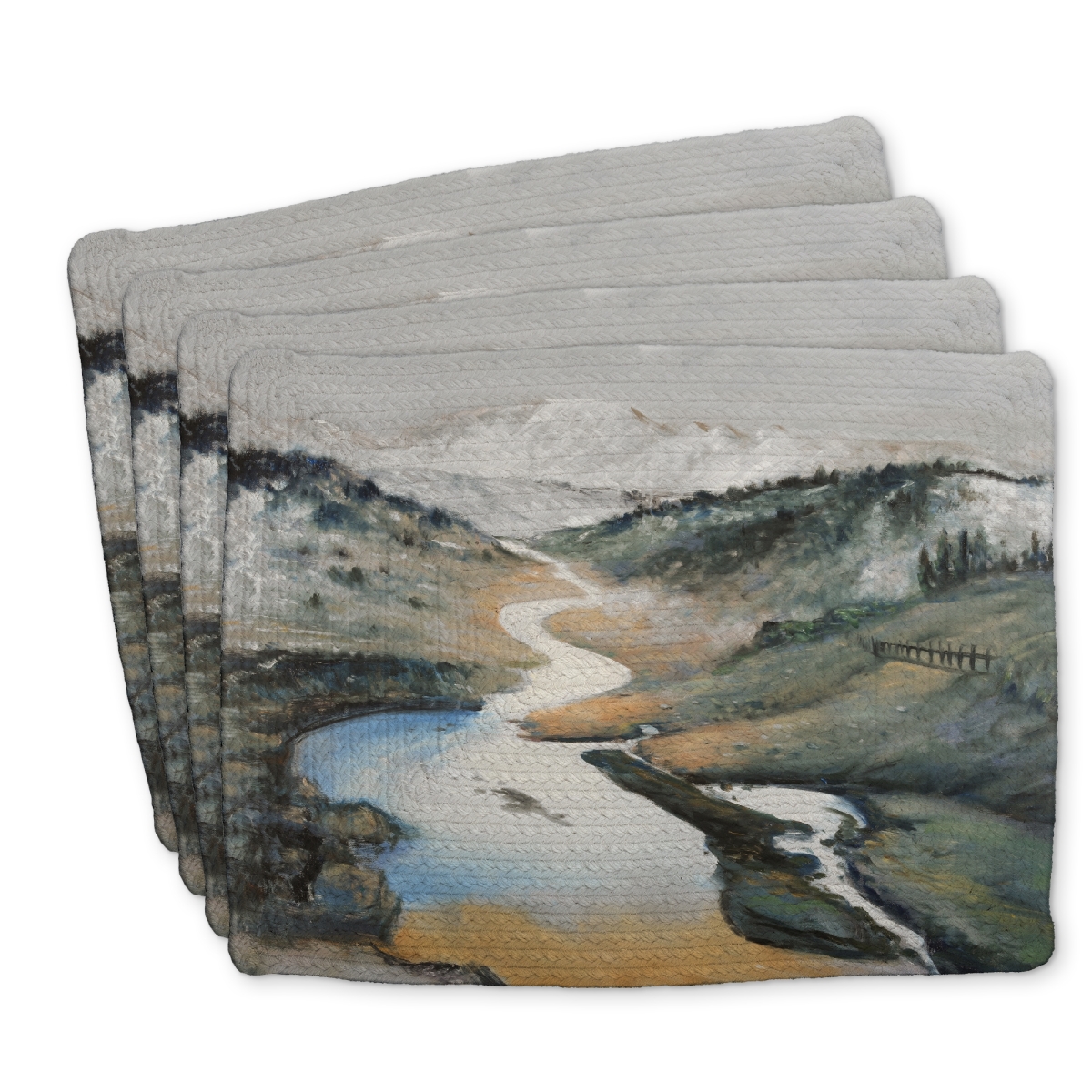 Picture of Begin Home Decor C4BP1418W644FM 14 x 18 in. Landscape Braided Polyester Placemats for Home Decor - Set of 4