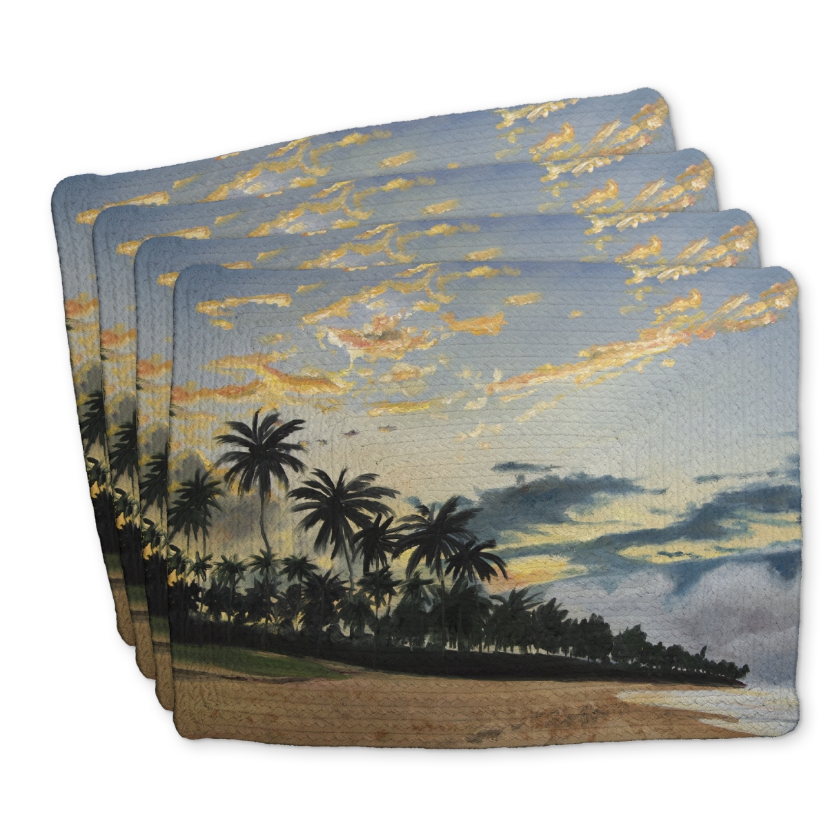 Picture of Begin Home Decor C4BP141831MRDB 14 x 18 in. Tropical Summer Moments - Braided Polyester Placemat - Home Decor - Set of 4