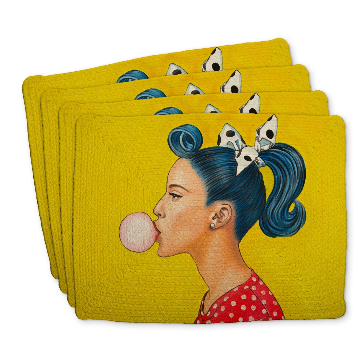 Picture of Begin Home Decor C4BP1418T910D2 14 x 18 in. Retro Woman Braided Polyester Placemats Set - Home Decor - Set of 4