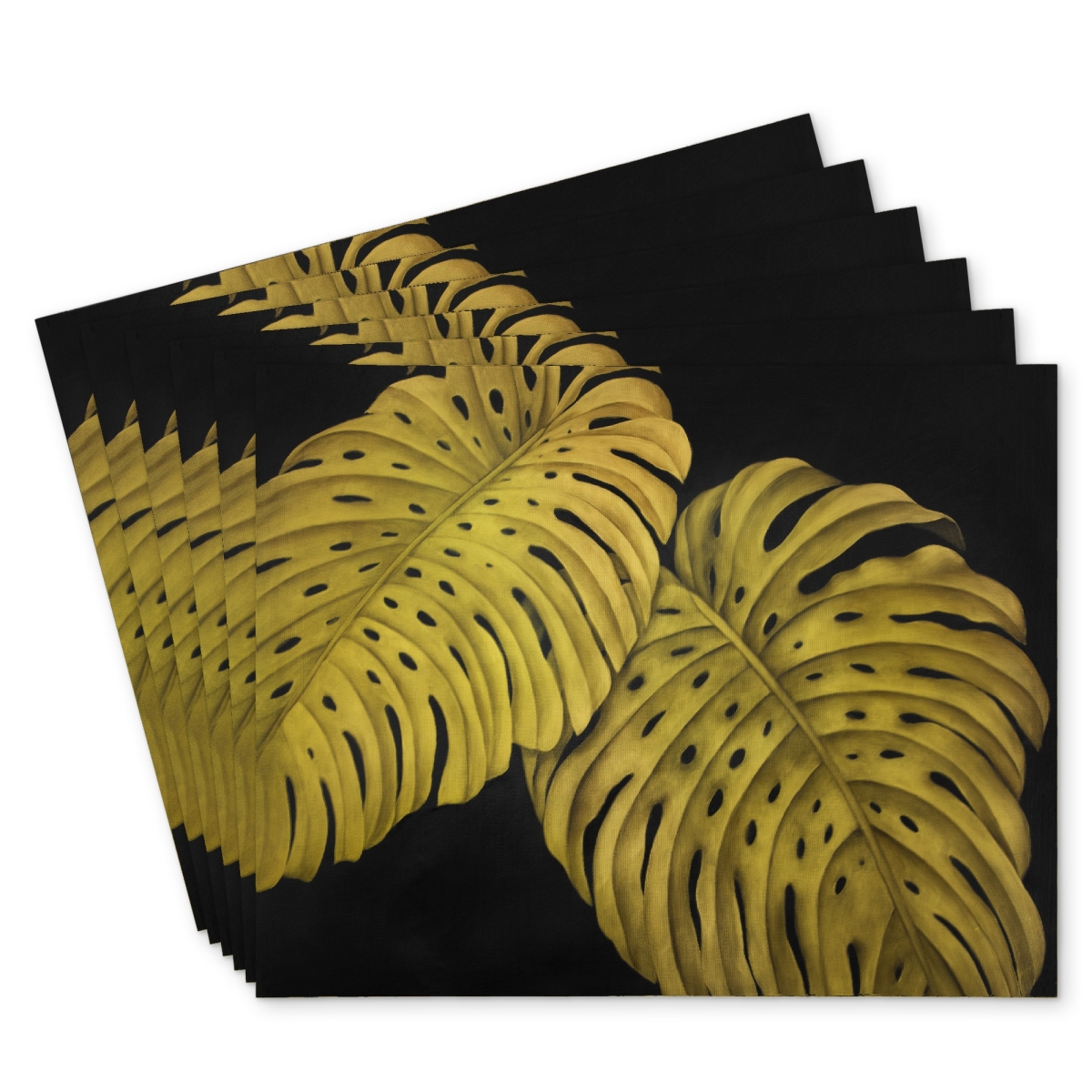 Picture of Begin Home Decor C6PP1418AYUIVY 14 x 18 in. Gold Monstera Polyester Placemat - Elegant Home Decor Accent - Set of 6