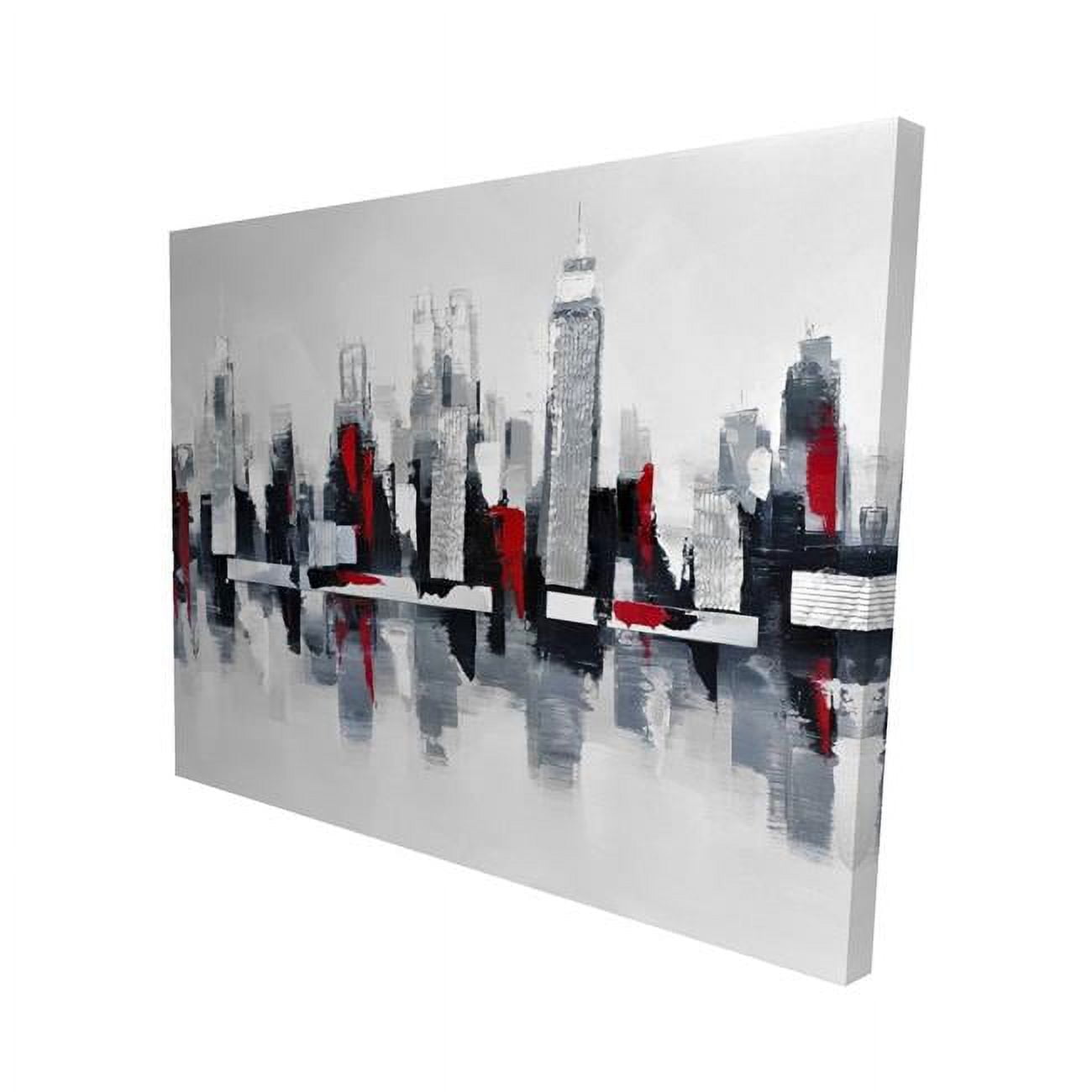 16 x 20 in. Grey & Red Cityscape-Print on Canvas