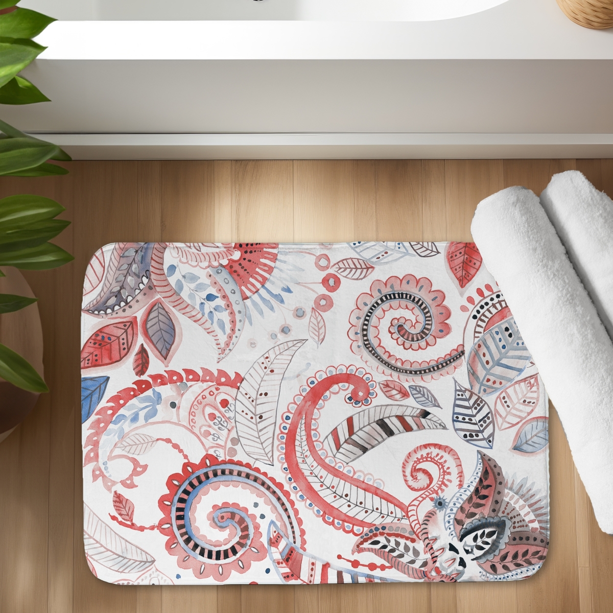 C1BM1724B7VLIH 17 x 24 in. Paisley Pattern Bath Mat - Stylish Home Decor Accent