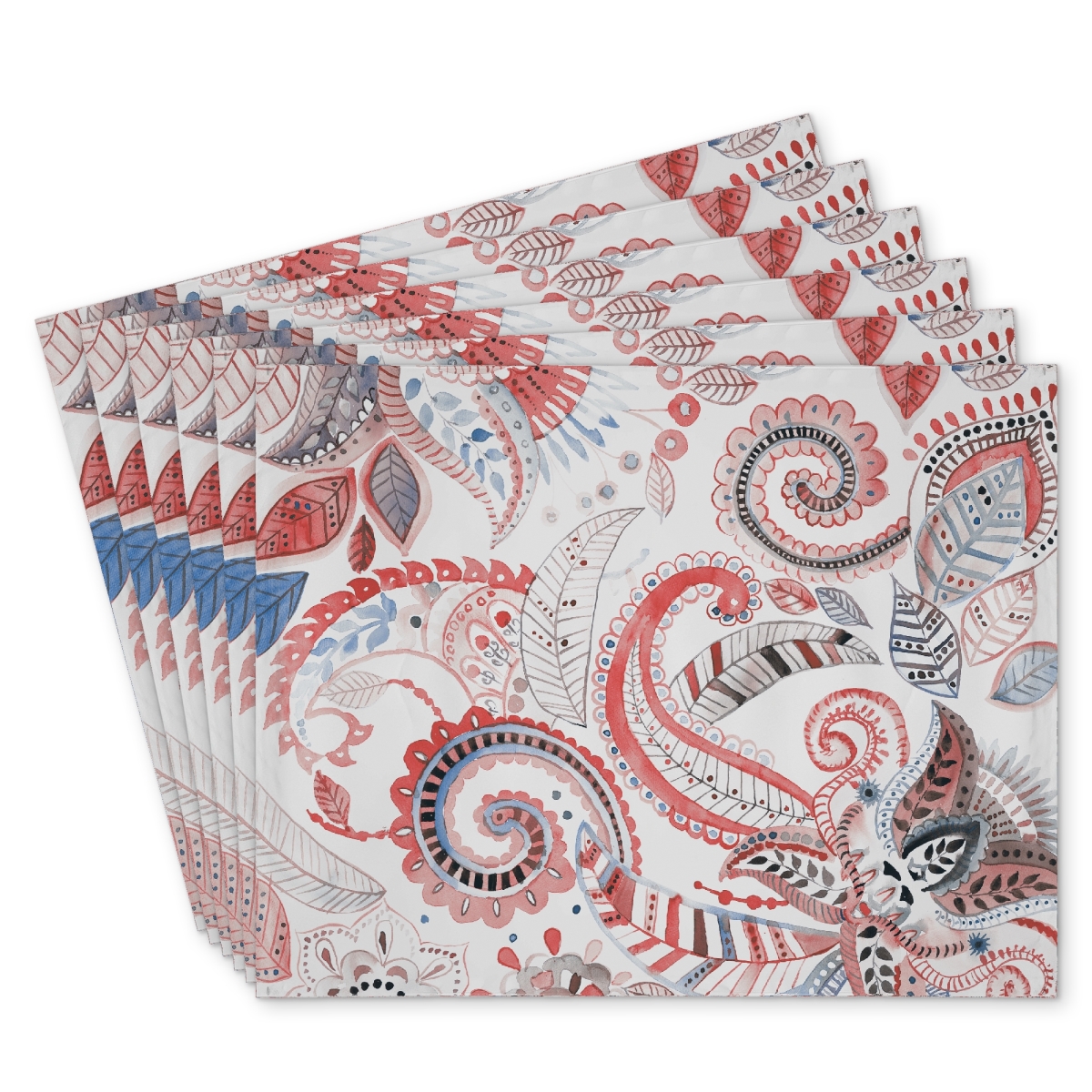Picture of Begin Home Decor C6PP14187XFBBU 14 x 18 in. Paisley Pattern Polyester Placemat - Stylish Home Decor - Set of 6